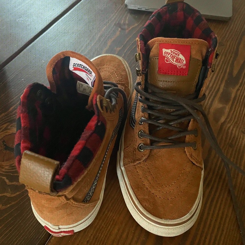 VANS Sk8 Scotchgard Protector 3M Plaid Suede Hi-Top Sneakers Women's Sz 7.5